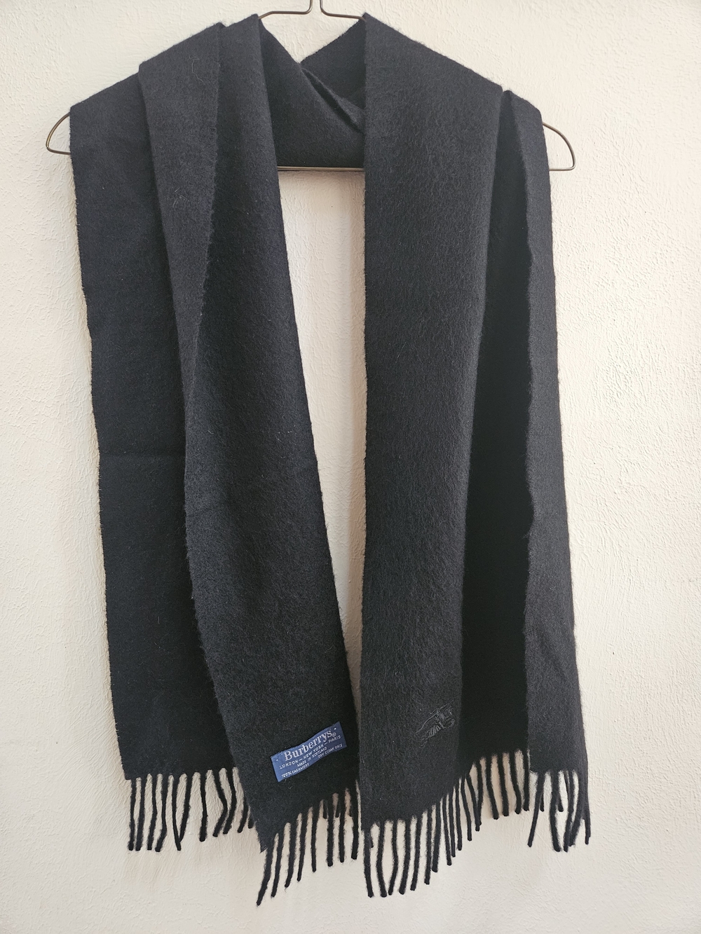 Vintage Burberrys of London 100% Cashmere Scarf Black | Made in Scotland